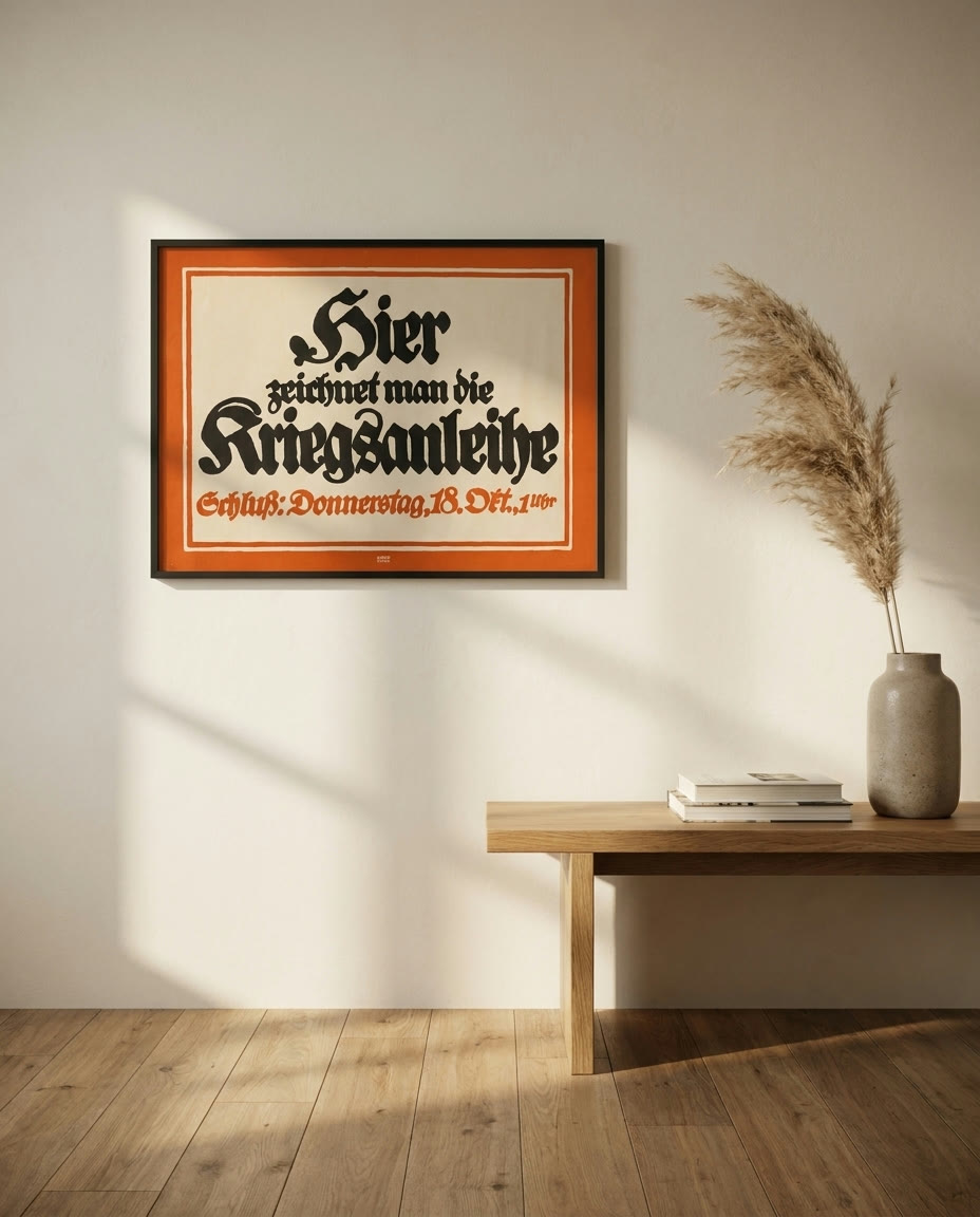 Hier zeichnet man die Kriegsanleihe, framed as an archival print on a wall