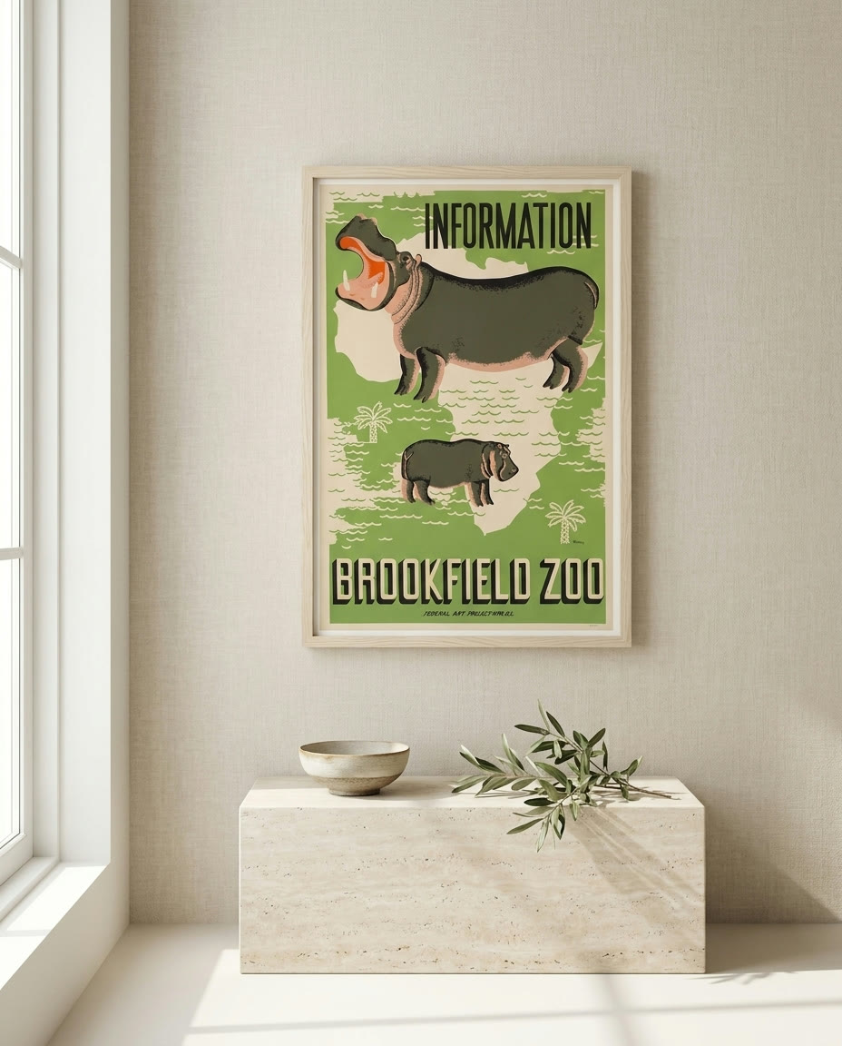Information - Brookfield Zoo, framed as an archival print on a wall