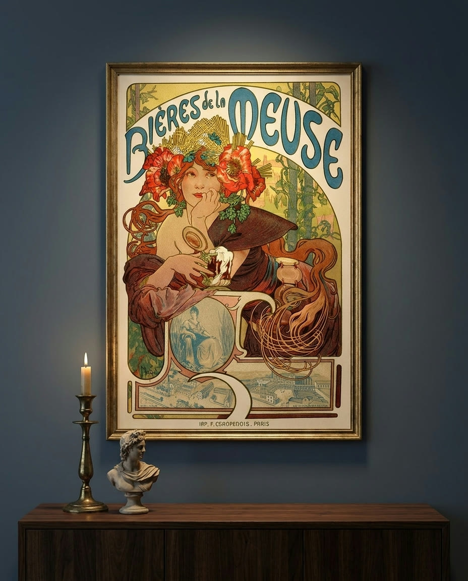 Pl 182 - Alfons Mucha, framed as an archival print on a wall