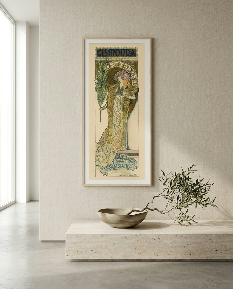 Pl 27 - Alfons Mucha, framed as an archival print on a wall