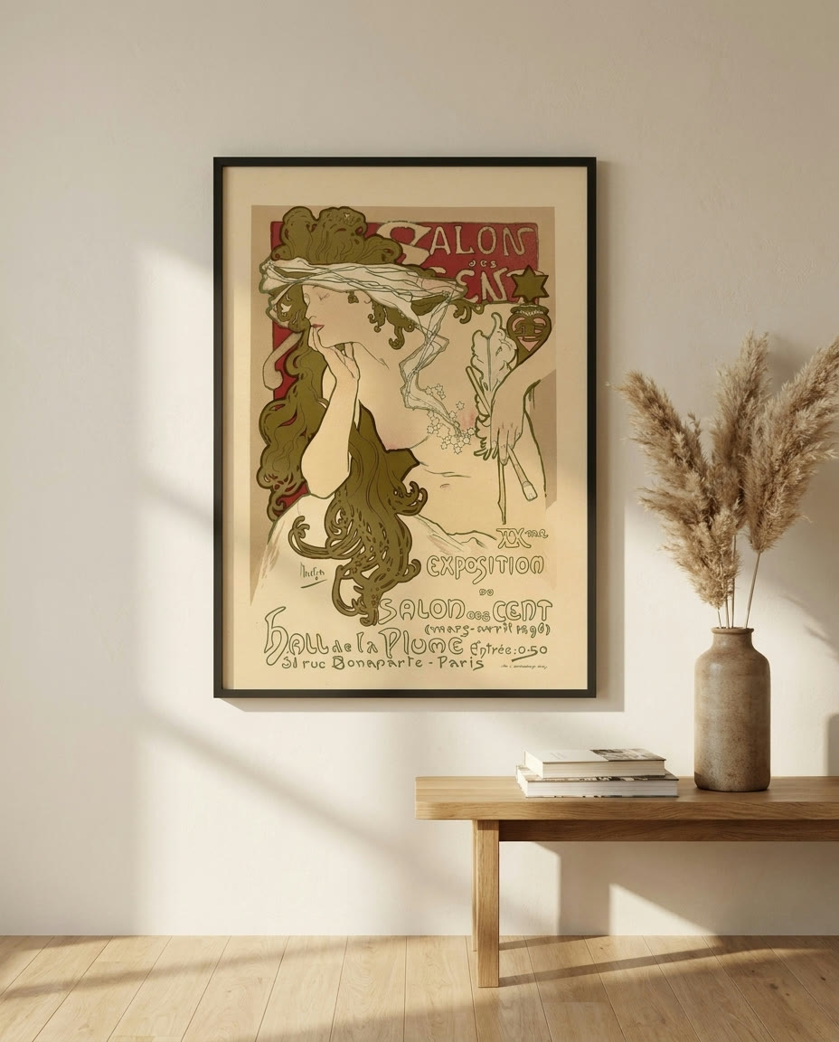 Pl 94 - Alfons Mucha, framed as an archival print on a wall