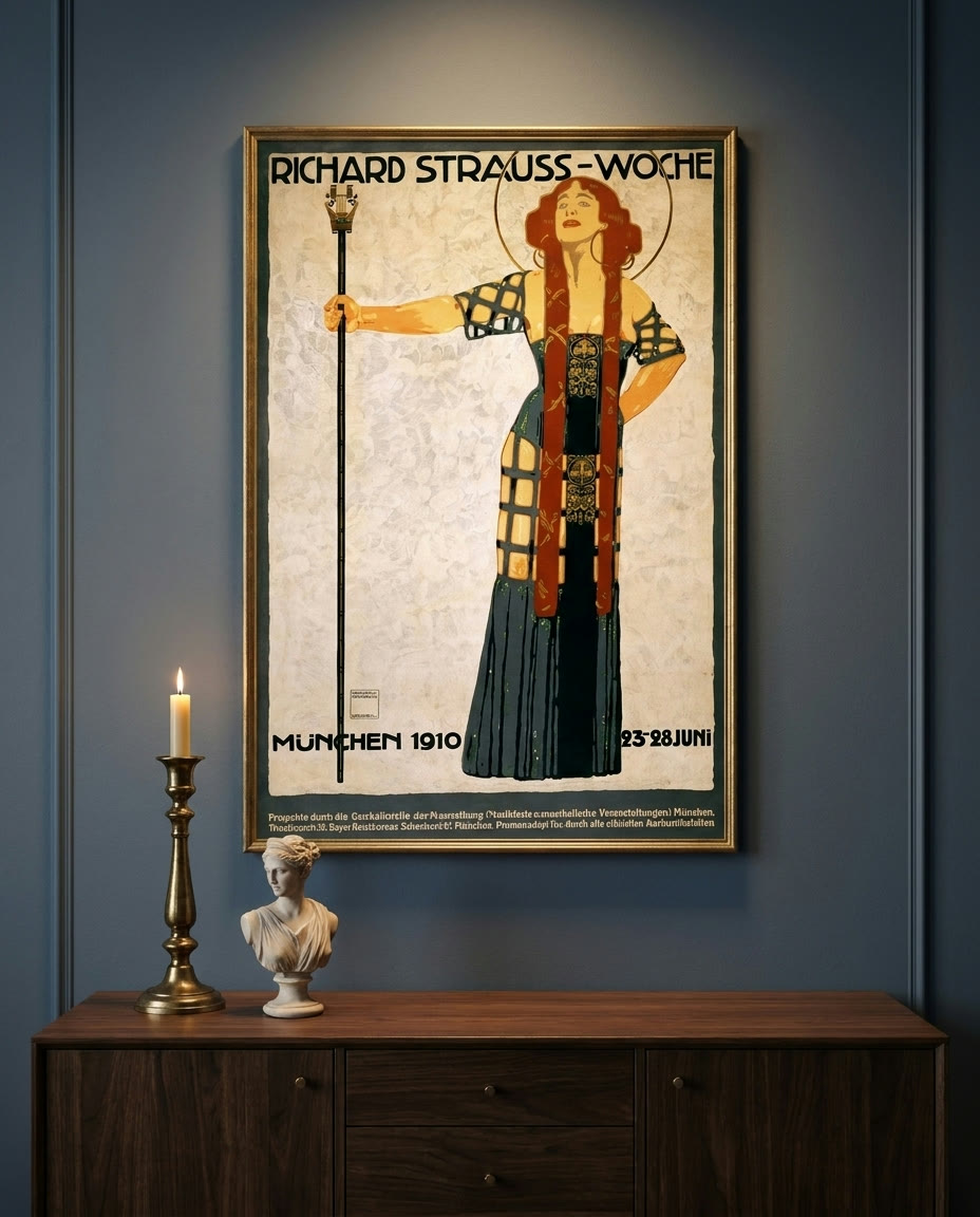 Richard Strauss-Woche, festival poster, framed as an archival print on a wall