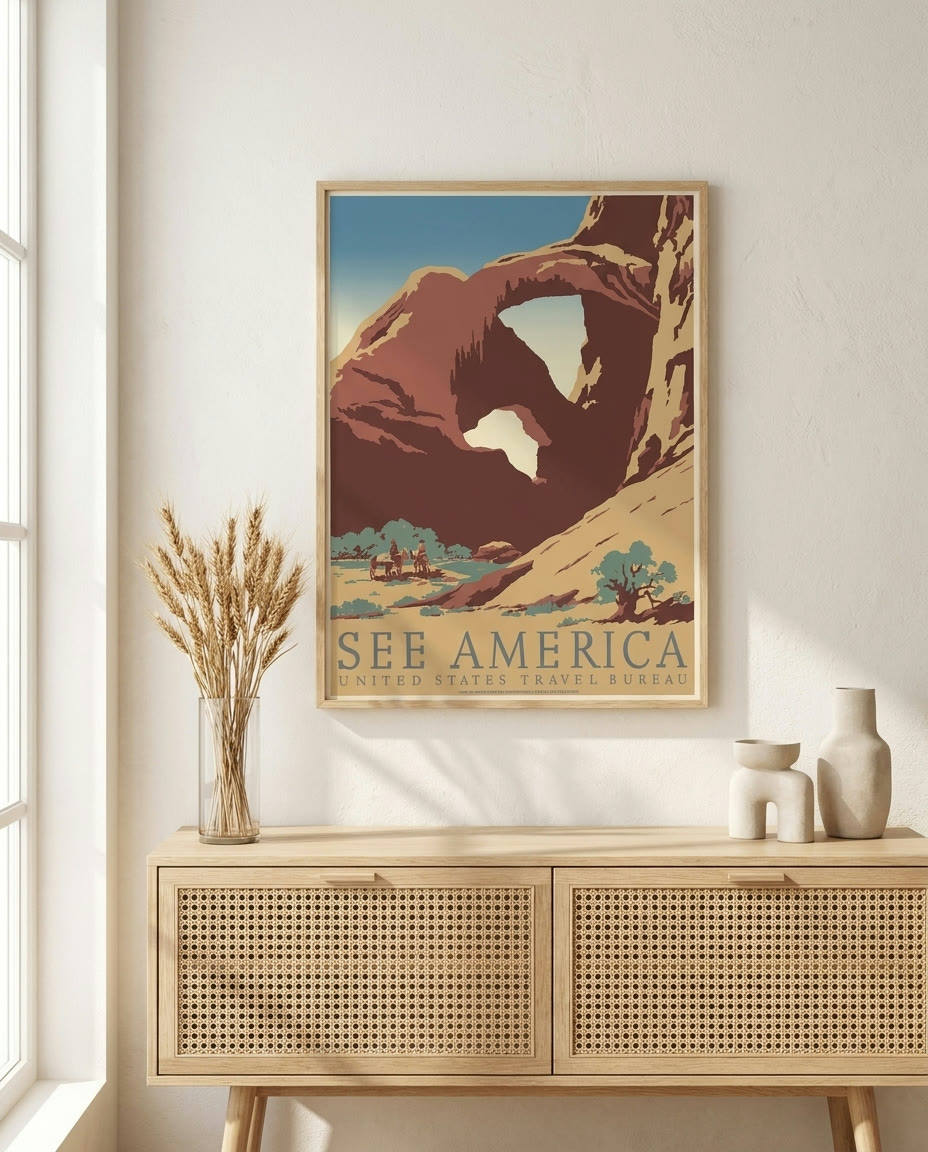 See America, framed as an archival print on a wall