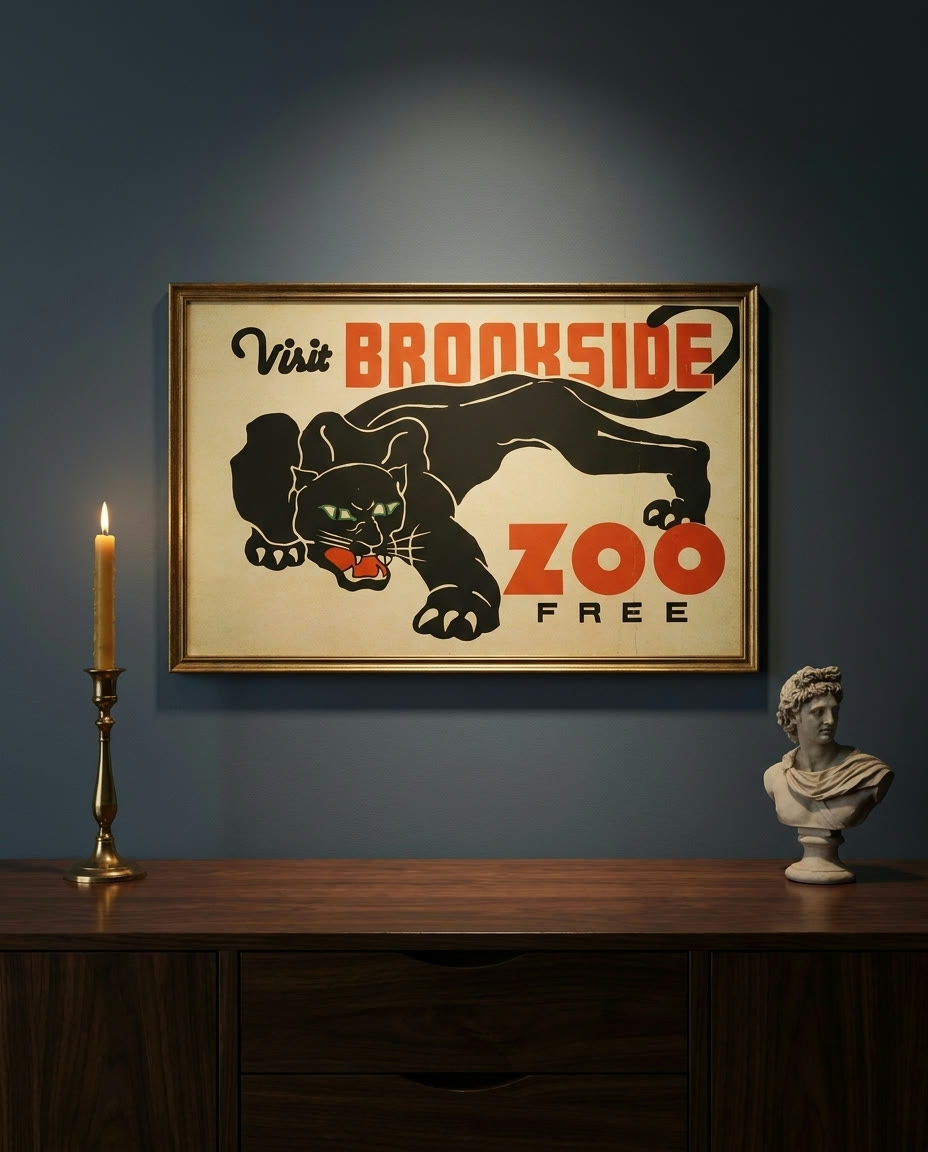 Visit Brookside Zoo free, framed as an archival print on a wall