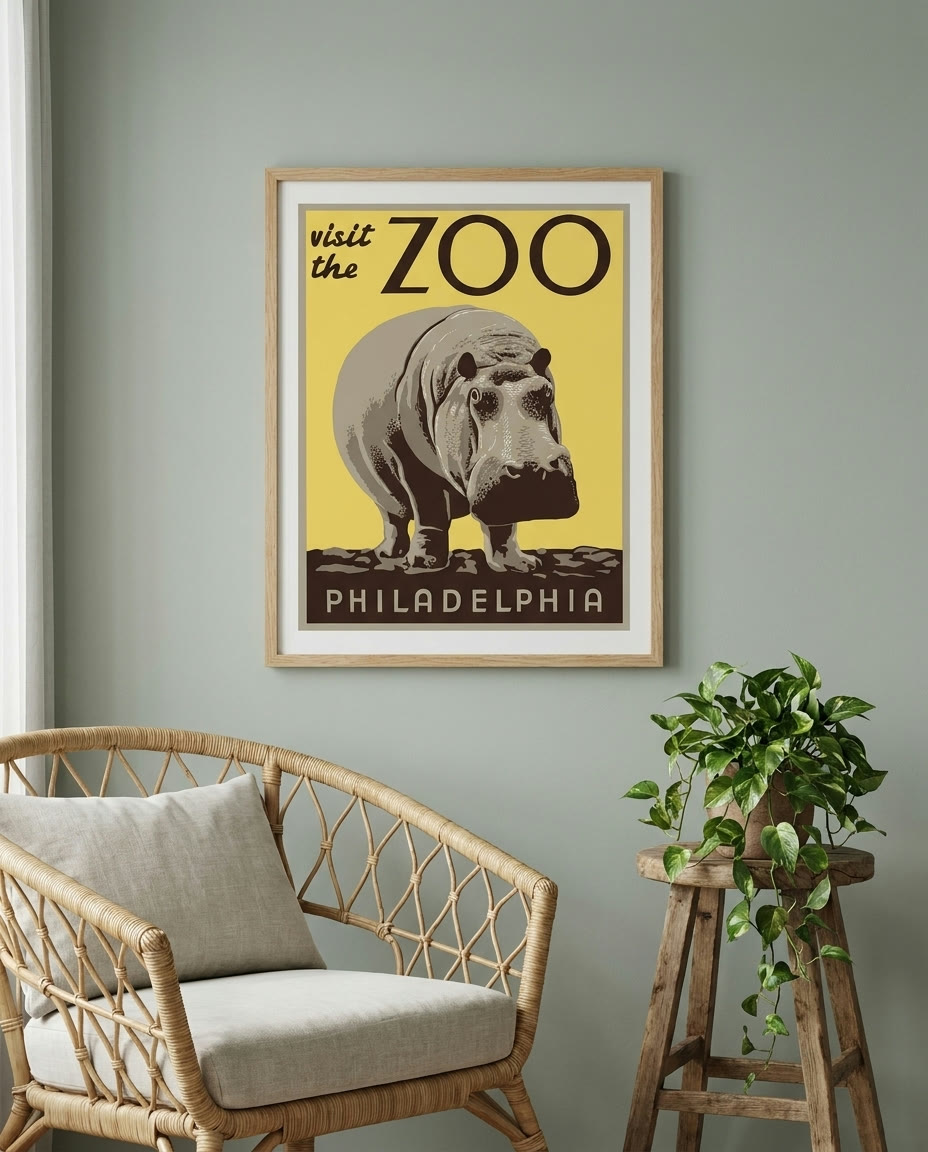 Visit the zoo - Philadelphia, framed as an archival print on a wall