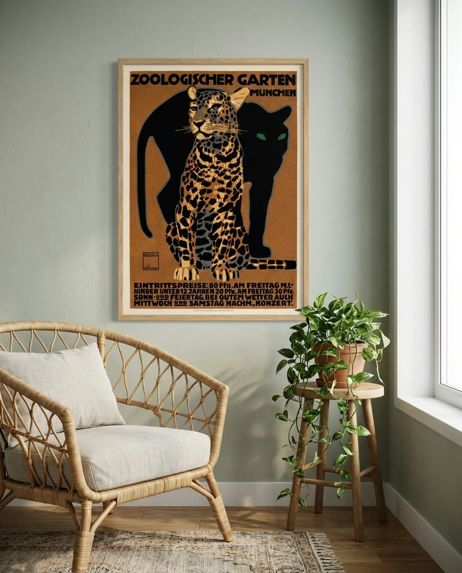 Zoologischer Garten München, framed as an archival print on a wall